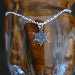 925 Sterling Deputy US Marshal Star Badge suspends from 18" Sterling Chain
